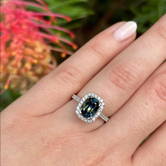‘Royale’ 1.99ct Australian Parti Sapphire & Diamond Platinum Ring