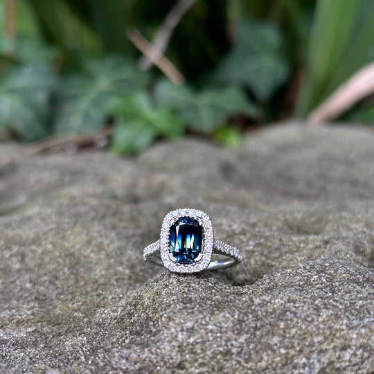 ‘Royale’ 1.99ct Australian Parti Sapphire & Diamond Platinum Ring Jason Ree Design