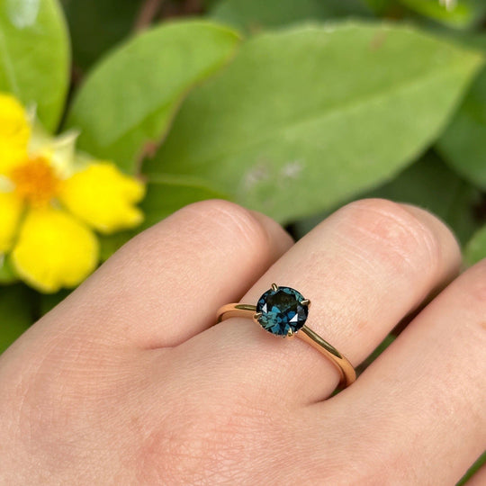 ‘Ines’ 1.26ct Blue Australian Sapphire & Fine Diamond Rail Ring Ring Jason Ree Design