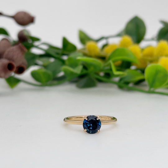 ‘Ines’ 1.26ct Blue Australian Sapphire & Fine Diamond Rail Ring Ring Jason Ree Design