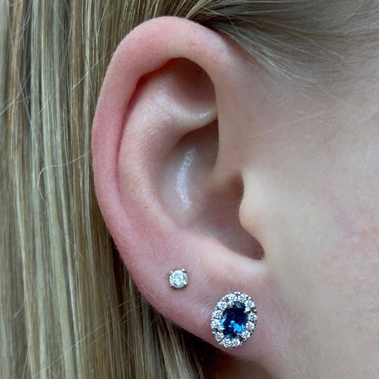 ‘Mini Anja’ 1.01cts Australian Blue Sapphire & Diamond Earrings Earrings Jason Ree Design