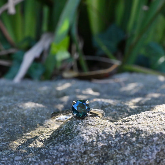 Australian Sapphire Platinum Solitaire Ring
