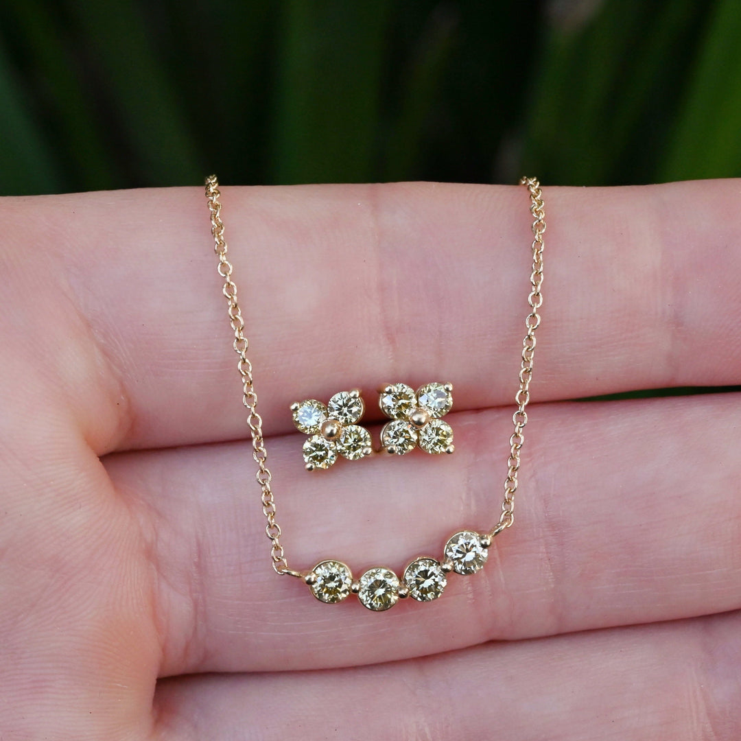 ‘Golden Grain’ 0.48cts Champagne Diamond 18ct Gold Necklace Pendant Jason Ree Design 