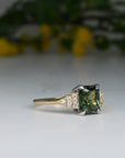 ‘Lillian’ 1.97ct Australian Green Emerald-Cut Sapphire & Diamond Ring Ring Jason Ree Design