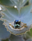 ‘Lillian’ 1.97ct Australian Green Emerald-Cut Sapphire & Diamond Ring Ring Jason Ree Design