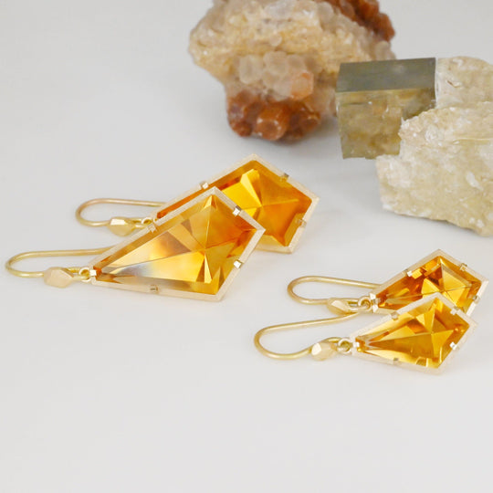 ‘Pinnacle’ Citrine Yellow Gold Earrings Earrings Jason Ree Design