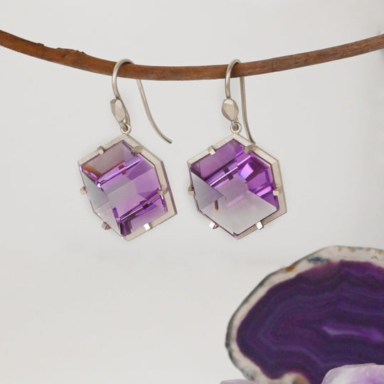‘Plateau’ Amethyst White Gold Earrings Earrings Jason Ree Design