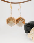 ‘Geode’ Rutilated Champagne Quartz & Diamond Drop Rose Gold Earrings