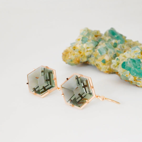 ‘Plateau’ Prasiolite Rose gold Earrings Earrings Jason Ree Design