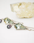 ‘Summit’ Prasiolite & Black Pearl White Gold Earrings Earrings Jason Ree Design