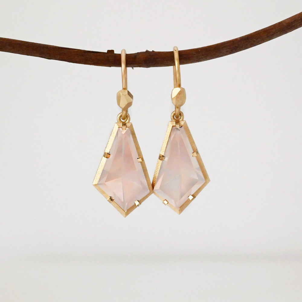 ‘Pinnacle’ Rose Quartz Yellow Gold Earrings Earrings Jason Ree Design