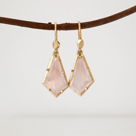 ‘Pinnacle’ Rose Quartz Yellow Gold Earrings Earrings Jason Ree Design