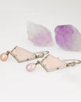 ‘Summit’ Rose Quartz & Pink Pearl Drop White Gold Earrings Earrings Jason Ree Design