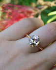 ‘Rumpus’ 2.28ct Morganite 18ct Rose Gold Ring in finger