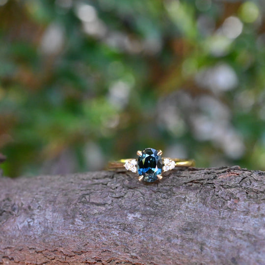 ‘MiMi’ 1.03ct Blue Green Australian Sapphire & Diamond RIng Ring Jason Ree Design 
