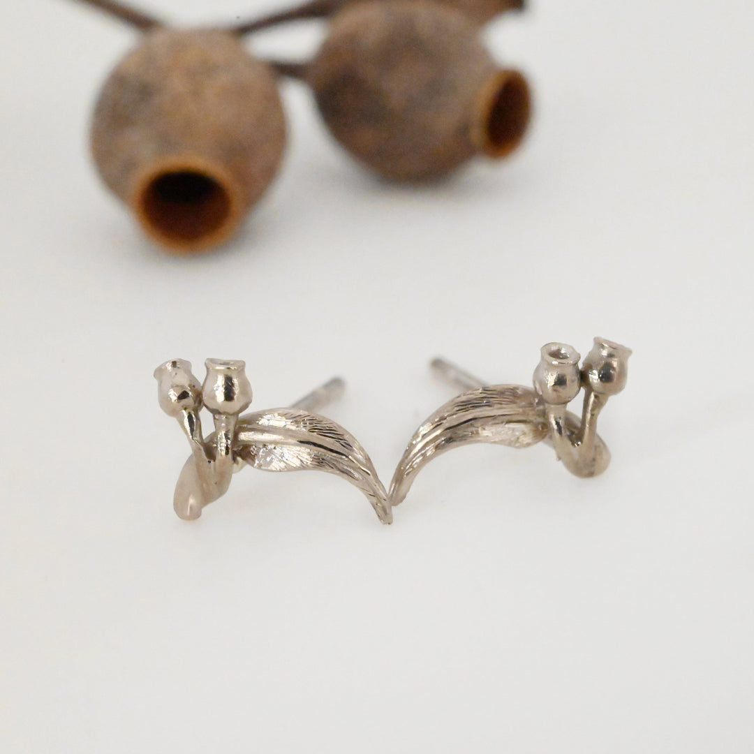 ‘Gumleaf’ 14ct White Gold Earrings Earrings Jason Ree Design 
