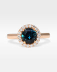 ‘Zipporah’ 1.30ct Teal Australian Sapphire Halo Ring Ring Jason Ree Design