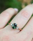 ‘Riverina’ 1.23ct Green Australian Sapphire & Diamond Rose Gold Ring