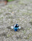 ‘Tempest Trilogy’ 1.53ct Teal Australian Sapphire & Diamond Platinum Ring