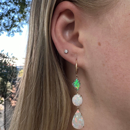 ‘Landslide’ Australian Crystal Opal Yellow Gold Earrings Earrings Jason Ree Design
