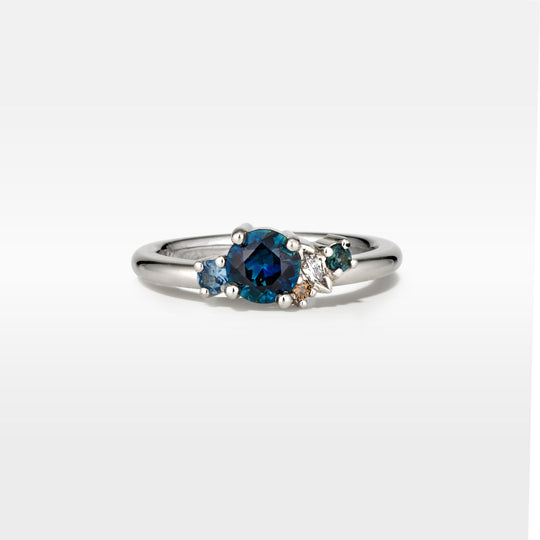 ‘Rockpool’ 0.68ct Australian Blue Sapphire & Diamond Platinum Ring Ring Jason Ree Design