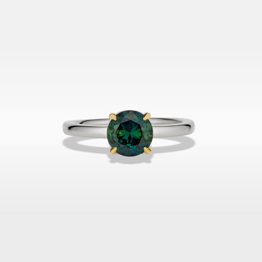 Round brilliant-cut 1.57ct Teal Australian Sapphire HighWire Ring Ring Jason Ree Design
