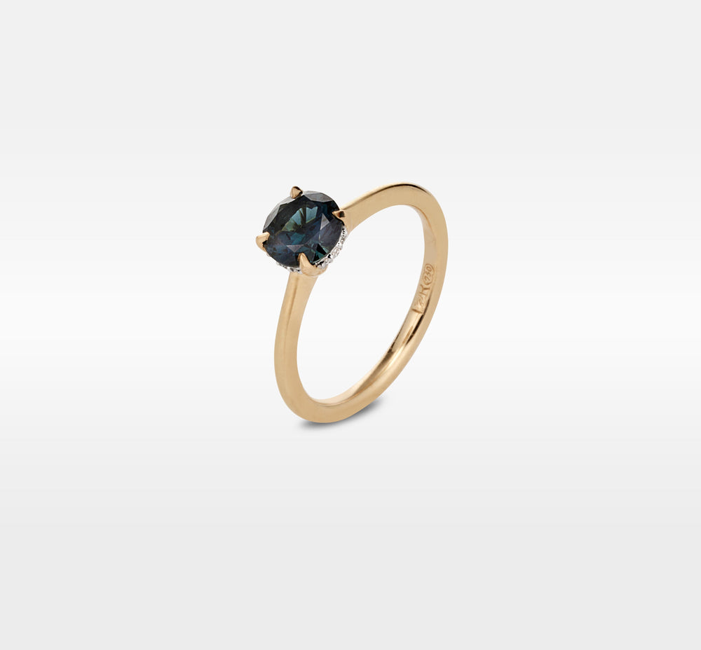 ‘Ines’ 1.26ct Blue Australian Sapphire & Fine Diamond Rail Ring Ring Jason Ree Design