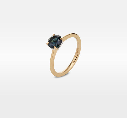 ‘Ines’ 1.26ct Blue Australian Sapphire & Fine Diamond Rail Ring Ring Jason Ree Design