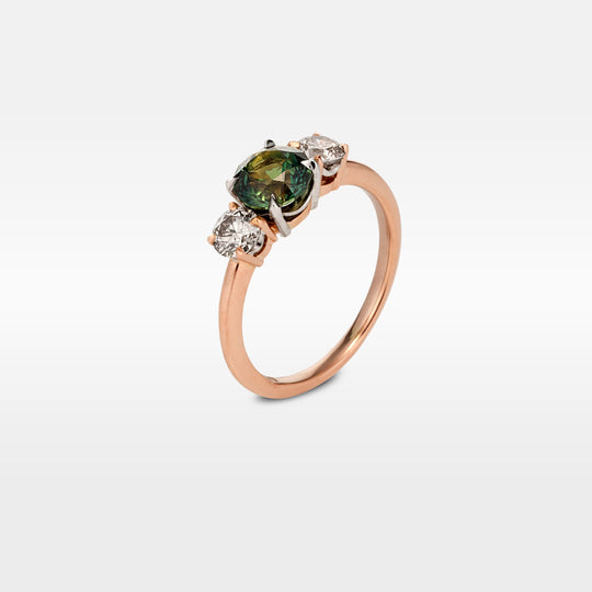 ‘HighWire Trilogy’ 1.33ct Australian Green Sapphire & Argyle Diamond Ring Ring Jason Ree Design