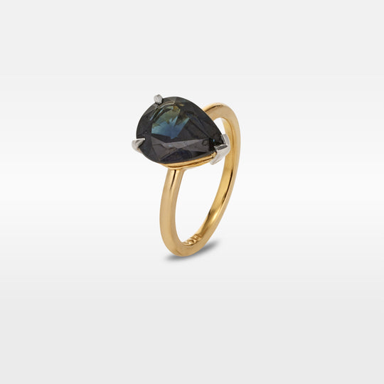 ‘HighWire Tear-drop’ 3.52ct Pear-cut Australian Dark Blue Sapphire Ring Ring Jason Ree Design