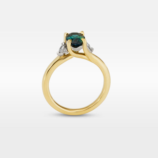 ‘Gumleaf Lily’ 1.40ct Oval-cut Australian Parti Sapphire & Diamond Ring Ring Jason Ree Design