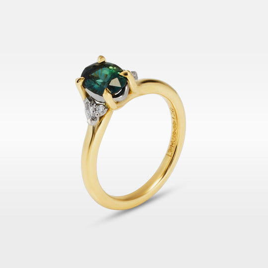 ‘Gumleaf Lily’ 1.40ct Oval-cut Australian Parti Sapphire & Diamond Ring Ring Jason Ree Design
