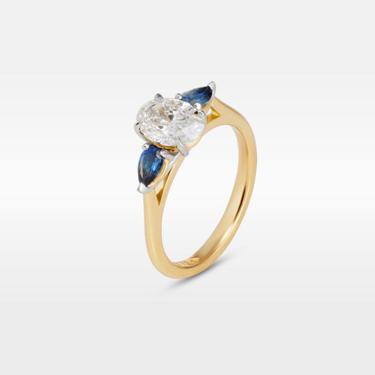 ‘Delta’ 1.22ct E VS1 Lab Grown Oval Diamond & Australian Sapphire Ring Ring Jason Ree Design