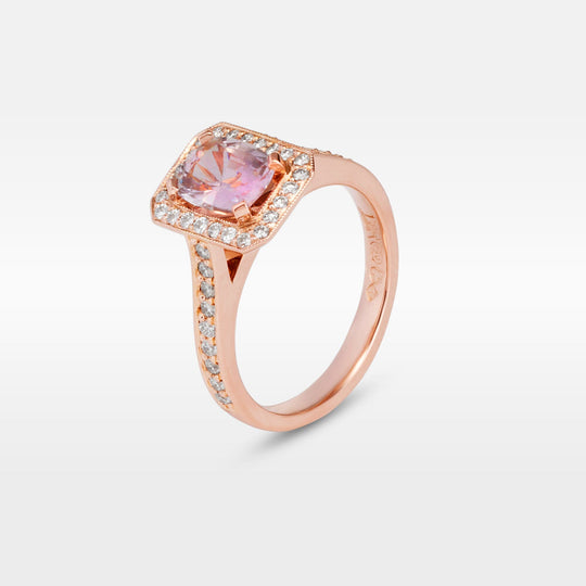 "Bellini" Peach Sapphire Diamond Rose Gold Ring Ring JasonRee