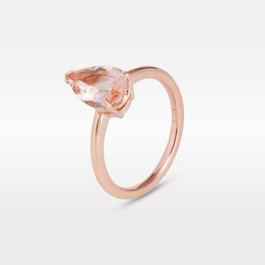 ‘HighWire Teardrop’ 1.50ct Morganite Rose Gold Ring Ring Jason Ree Design