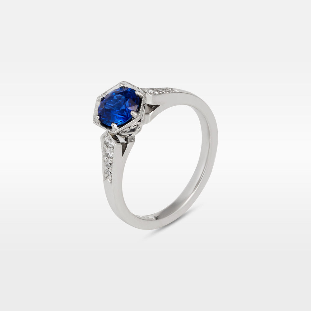 "Evelyn" Ceylon Sapphire & Diamond Engagement Ring Ring JasonRee