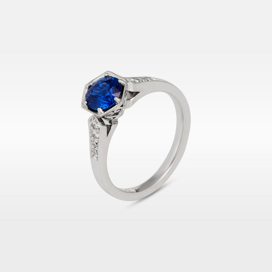 "Evelyn" Ceylon Sapphire & Diamond Engagement Ring Ring JasonRee