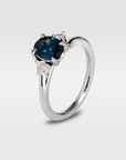 ‘Tempest Trilogy’ 1.53ct Teal Blue Australian Sapphire & Diamond Platinum Ring Ring Jason Ree Design