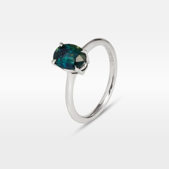 "HighWire" 1.69ct Teal Australian Sapphire Platinum Ring Ring JasonRee