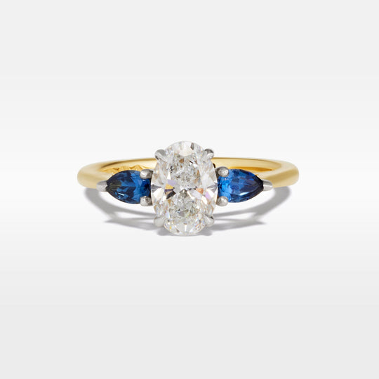 ‘Delta’ 1.22ct E VS1 Lab Grown Oval Diamond & Australian Sapphire Ring Ring Jason Ree Design