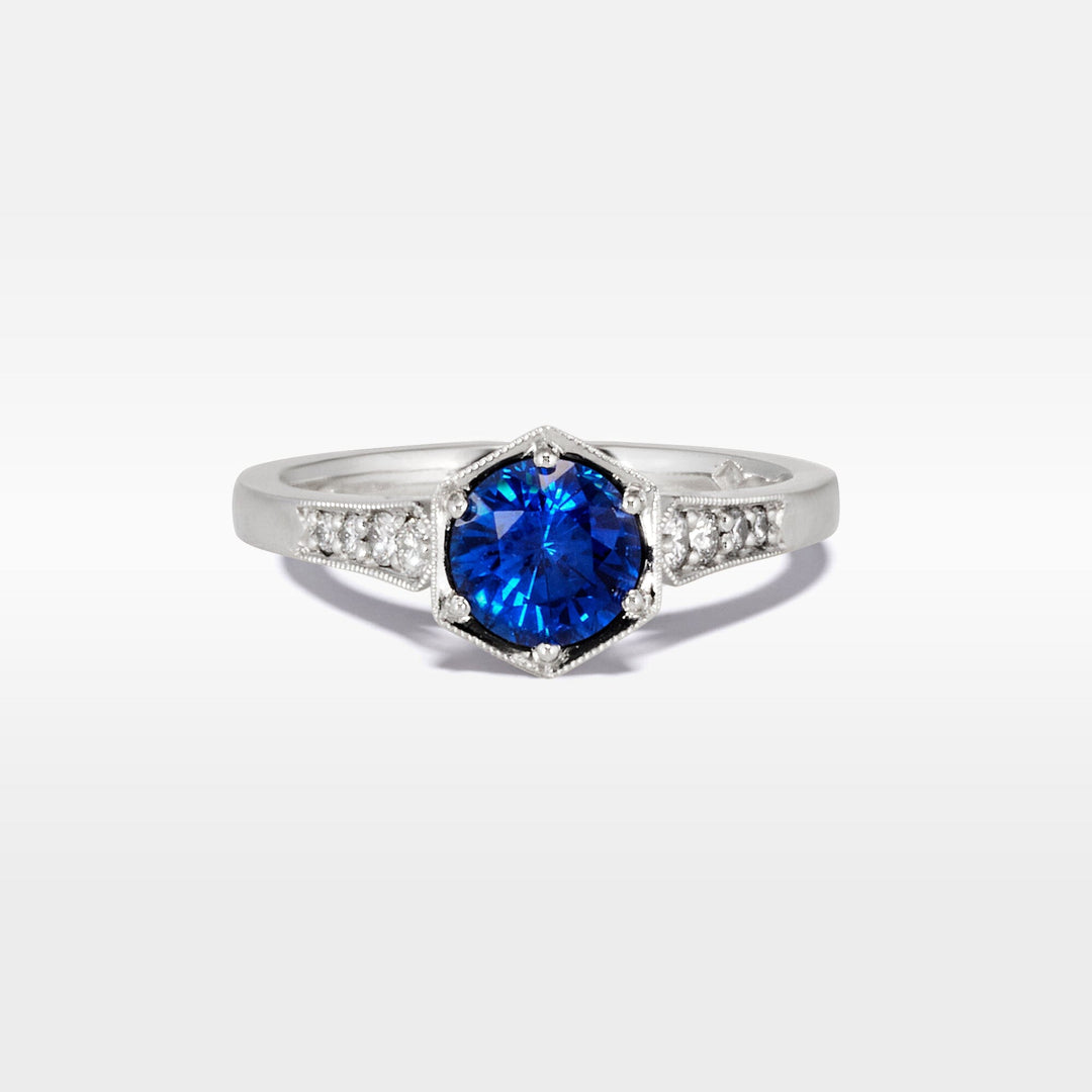 "Evelyn" Ceylon Sapphire & Diamond Engagement Ring Ring JasonRee