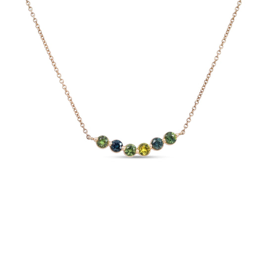 ‘Grain’ Australian 6 Sapphires Yellow Gold Necklace Necklace Jason Ree Design