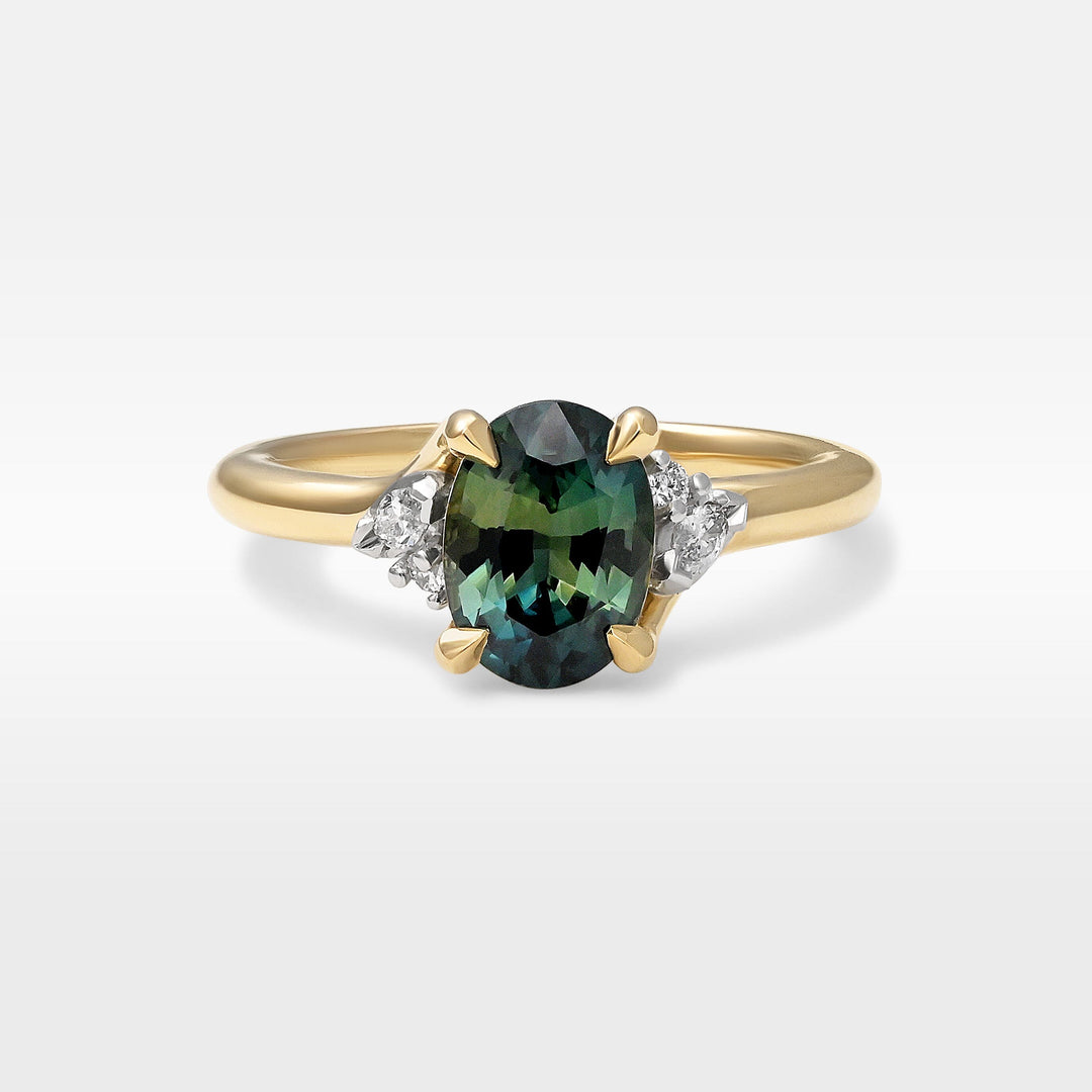 ‘Gumleaf Lily’ 1.40ct Oval-cut Australian Parti Sapphire & Diamond Ring Ring Jason Ree Design