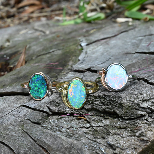 ‘Gumleaf’ 2.41ct Australian White Opal Platinum Ring Ring Jason Ree Design