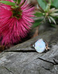 ‘Gumleaf’ 2.41ct Australian White Opal Platinum Ring Ring Jason Ree Design