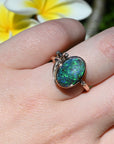‘Gumleaf’ 3.17ct Australian Blue/Green Boulder Opal Rose Gold Ring Jason Ree Design