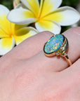 ‘Gumleaf’ 1.90ct Australian Crystal Opal 18ct Yellow Gold Ring Ring Jason Ree Design