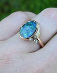 ‘Gumleaf’ 3.17ct Australian Blue/Green Boulder Opal Rose Gold Ring Jason Ree Design