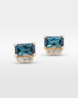 ‘Royce’ Australian Teal Sapphire & Diamond Gold Earrings Earrings Jason Ree Design