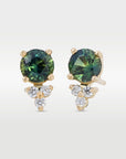 ‘Trinity’ Australian Green Sapphire & Diamond 18ct Yellow Gold Earrings Earrings Jason Ree Design